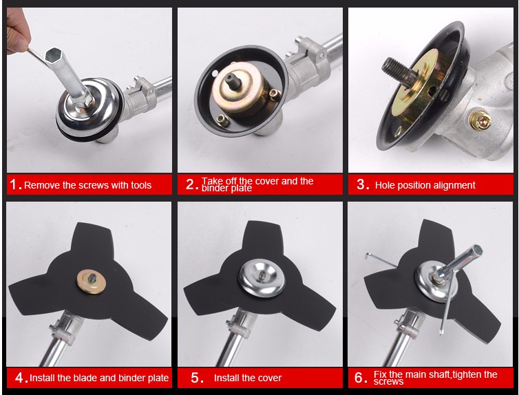 How to install the blade on the brush cutter